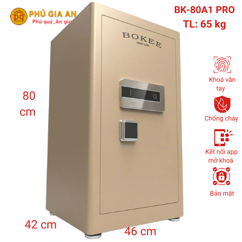 Két sắt thông minh BOKEE BK80A1 vân tay - Màu vàng gold 1 ket sat thong minh bokee bk80 khoa van tay dien tu vang
