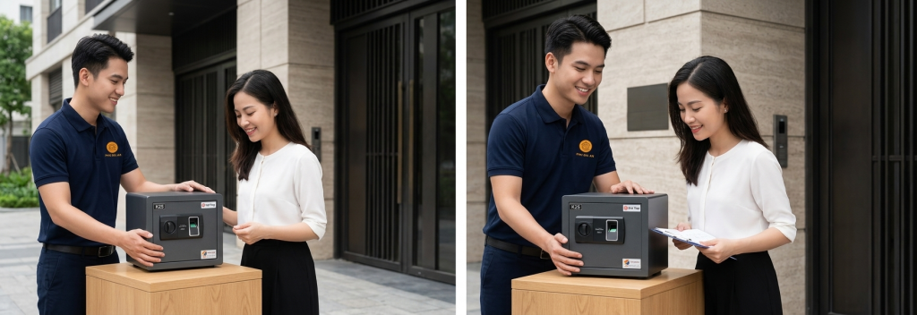 Két sắt mini Việt Tiệp vân tay K25 hay dòng khóa vân tay Lựa chọn nào tối ưu cho không gian hẹp