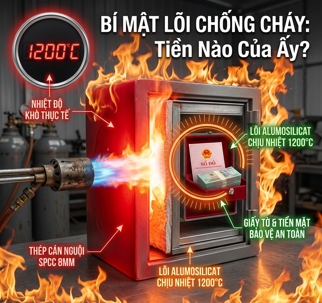 Báo giá két sắt Việt Tiệp theo cấu tạo lõi Thép đúc đặc chống cháy vs Lõi thường
