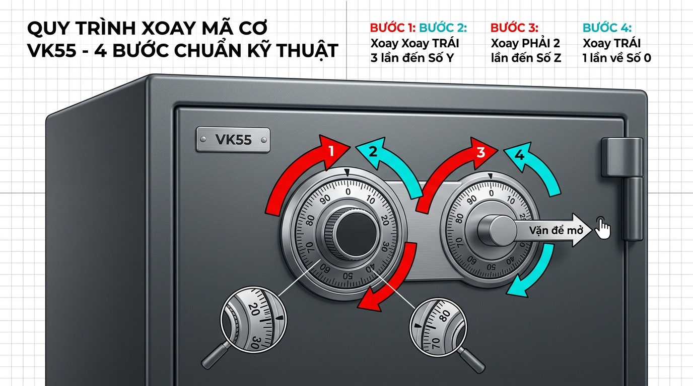Cách Mở Két Sắt Việt Tiệp Khi Mất Chìa Khóa & Quên Mã VK55 Giải Pháp Cứu Hộ Tận Nhà